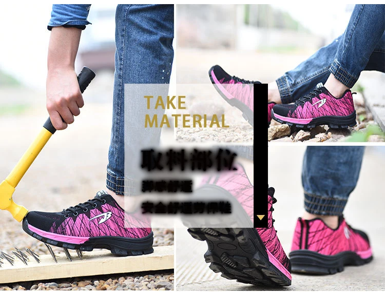 unisex work shoes steel toe cap women men work& safety boots steel mid sole impact resistant soft female shoes plus size 35-48