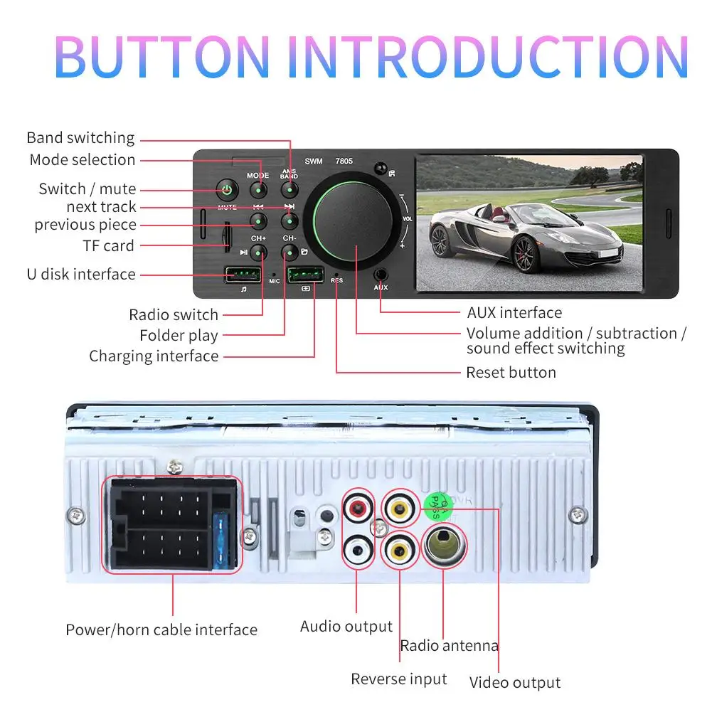 Автомобильный плеер MP5 4 1 дюйма Din Win CE с сенсорным экраном FM радио Bluetooth двойной USB
