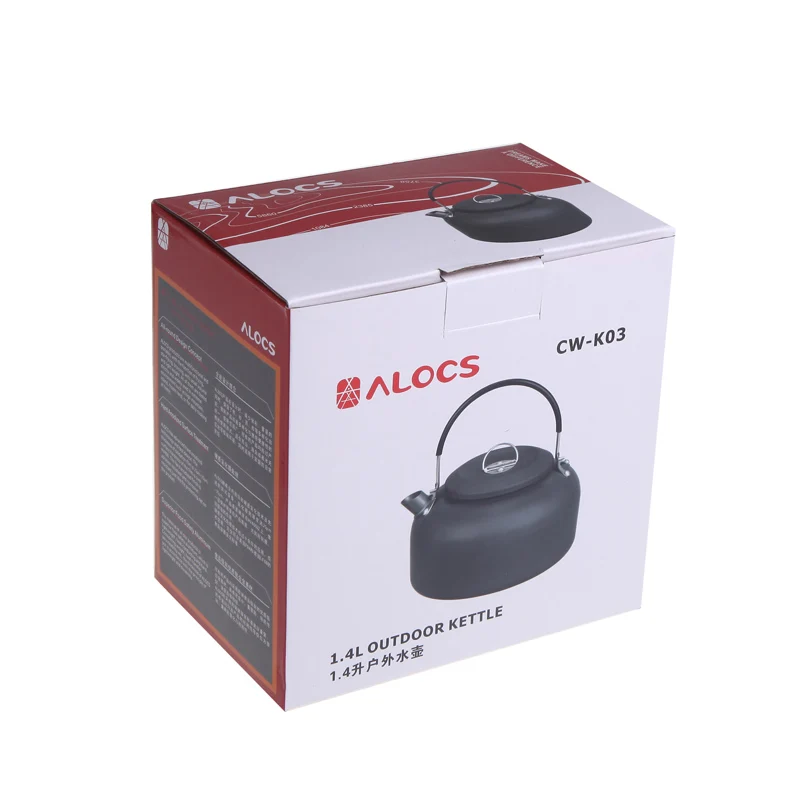 ALOCS Открытый чайник Кемпинг Пикник воды кофе горшок 1.4L Алюминиевый кемпинг стол