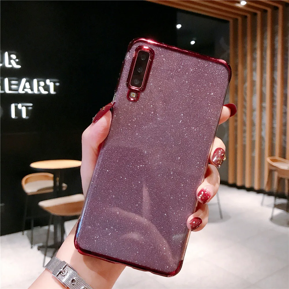 Purple С сияющими Блестками Блестящие чехол для Samsung Галактики M30 A40S A10 A20 A70 A50 A60 A20E A40 Note 8 9 S8 S9 S10 плюс S7 силиконовый чехол - Цвет: Purple