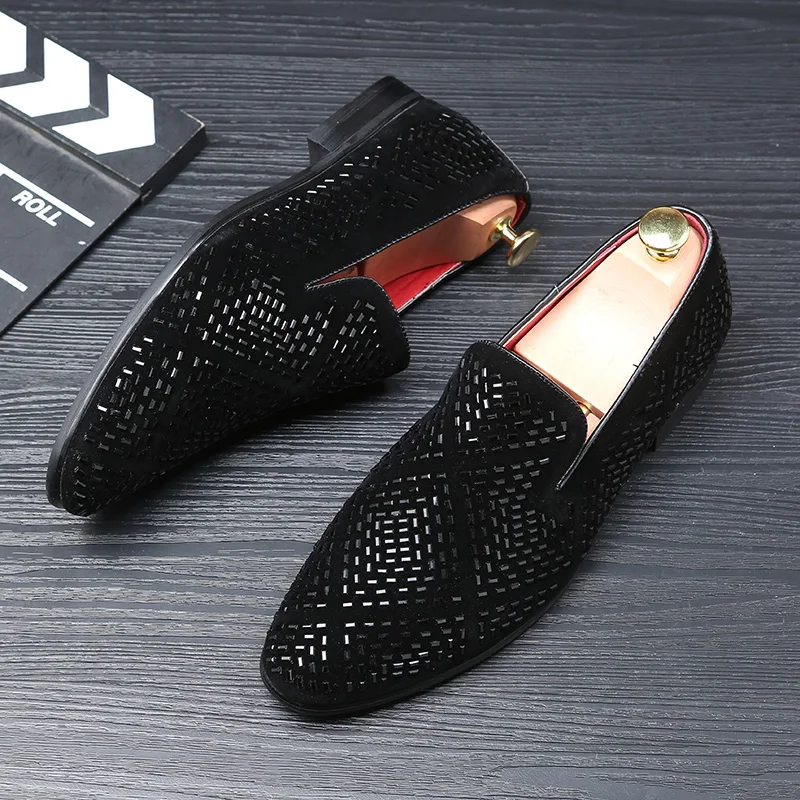 mens studded shoes black footwear rhinestone wedding luxury party shoes male cool designer loafers shoes for men