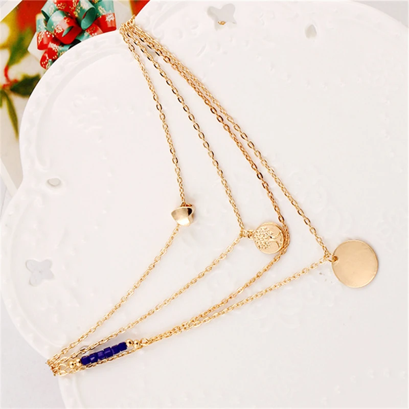 Женская Многослойная Блестящая круглая подвеска золотого цвета za Girly Bids ожерелье