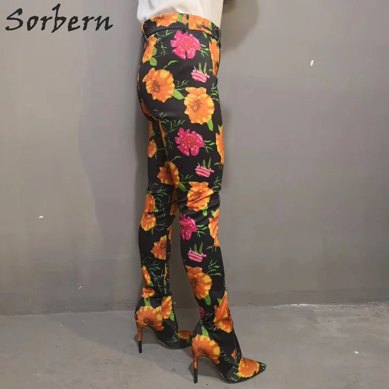 Сапоги с высокой талией orbern высокие сапоги на шпильках острым носком заказ