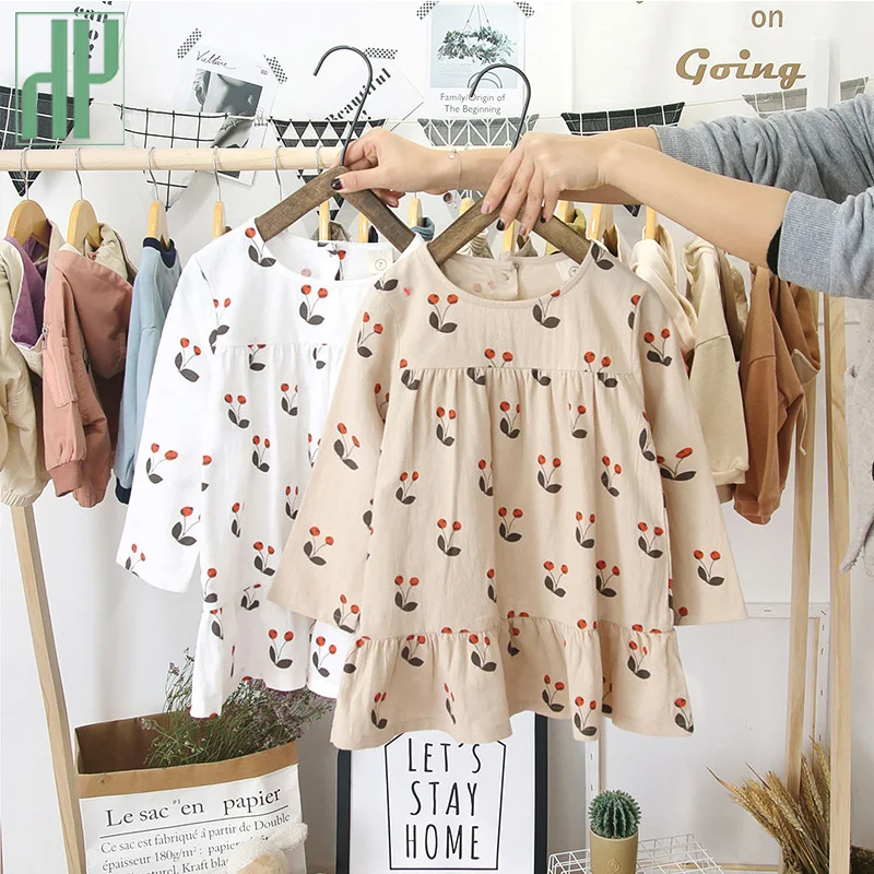 Toddler girl dresses Floral cherry printed kids long sleeve for girls Pageant Princess Party cute children tutu dress | Детская одежда