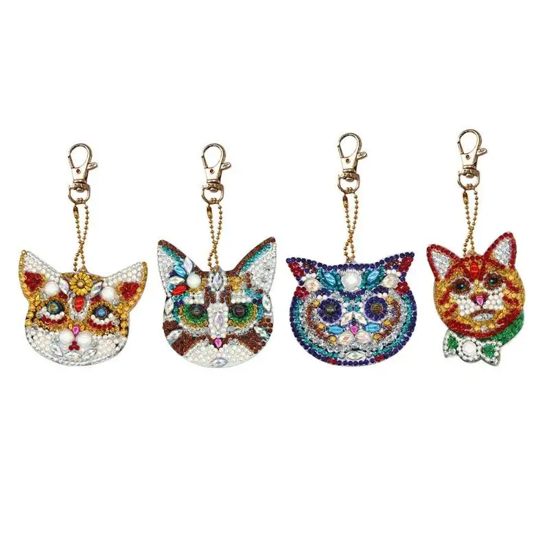 4pcs Cat 4-6 шт DIY Алмазная картина брелок Подвеска полная дрель специальная форма алмазная вышивка крестиком женская сумка Украшение - Цвет: 4pcs Cat