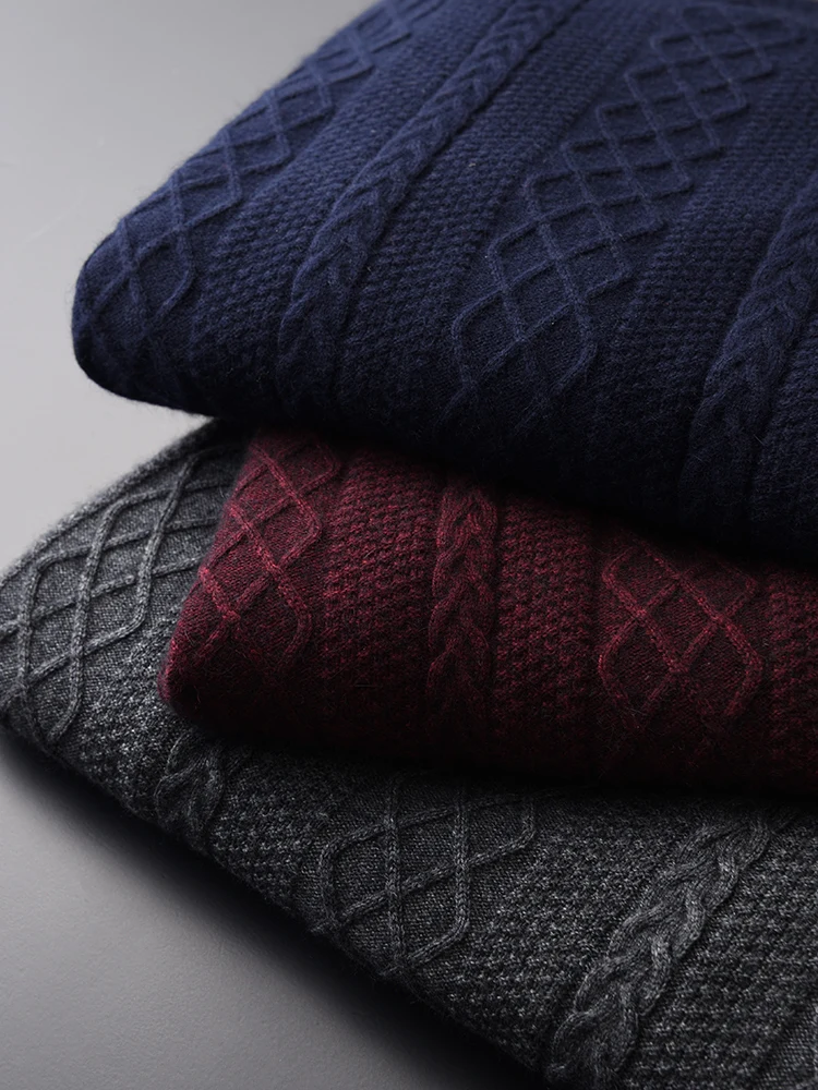 Minglu протектор связанное с узором &quotромбиками&quot свитер Для мужчин Роскошные