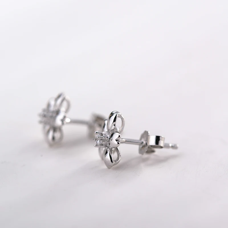 SILVERAGE 925 Sterling Silver Fine Jewelry Flower Daisy Cubic Zirconia Stud Earrings brincos Small silver jewelry earings |