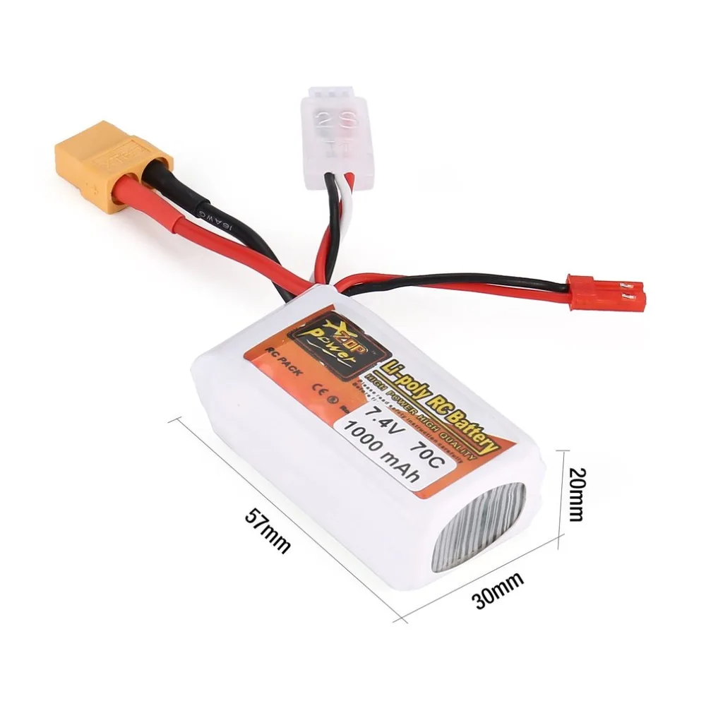ZOP Power 7 4 В 450/1100 мАч 75/70C 2 S 1 P Lipo Батарея JST XT60 Plug Перезаряжаемые для скоростного