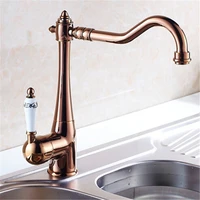 rose gold kitchen faucets brass hot cold sink mixer tap ceramic handle rotating chromeblack deck mounted free shipping