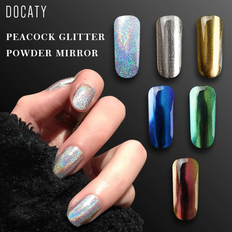 Docaty блестящая Пыль для дизайна ногтей Блестящий декоративный пигмент порошок