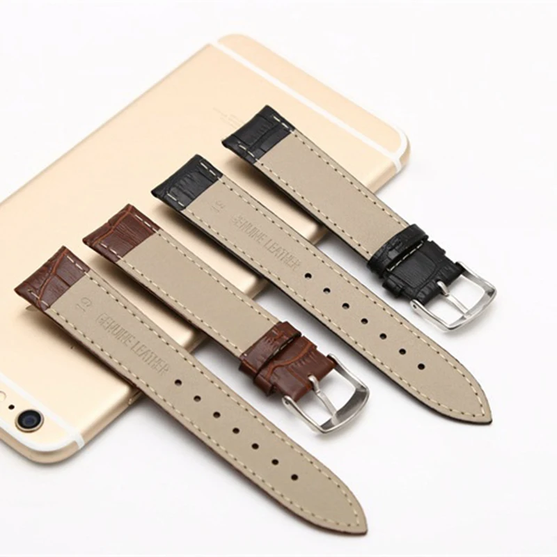 Мужской бамбуковый браслет из телячьей кожи 14 мм 16 18 19 20 22 24 мм|watchband 14mm|watchband 18watchband