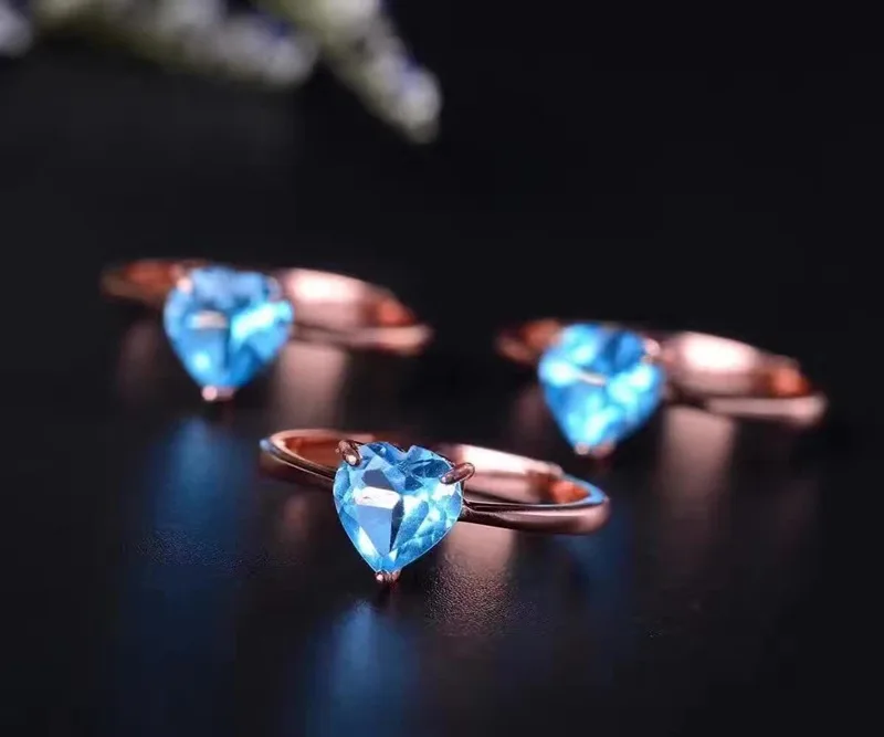 KJJEAXCMY Fine jewelry Natural Topaz Ring in Sterling Silver with 1 Carat Blue Women's | Украшения и аксессуары