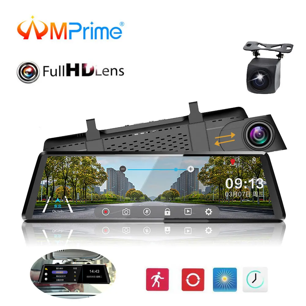 AMPrime 10 &quotАвтомобильный видеорегистратор Сенсорный экран Dashcam Full HD 1080 P Двойной