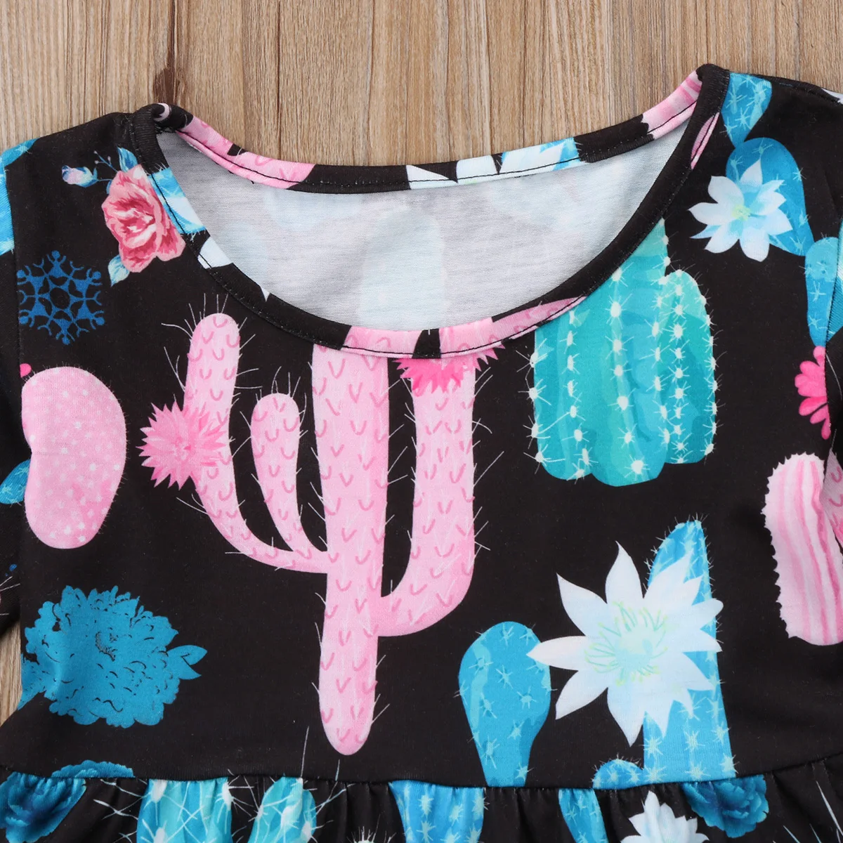 Kids Baby Girl One Piece Cactus Long Sleeve Cotton Lace Casual Dress Enfant Kid Children Girls Print Brief Soft Dresses 2-7T | Детская
