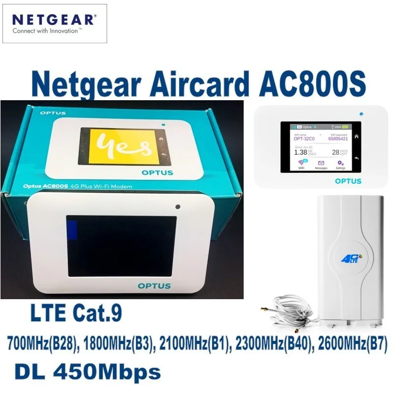 Netgear Aircard AC800S Cat9 450 Мбит/с 4G LTE WiFi точка доступа плюс с 49dBi внешняя внутренняя Wi Fi