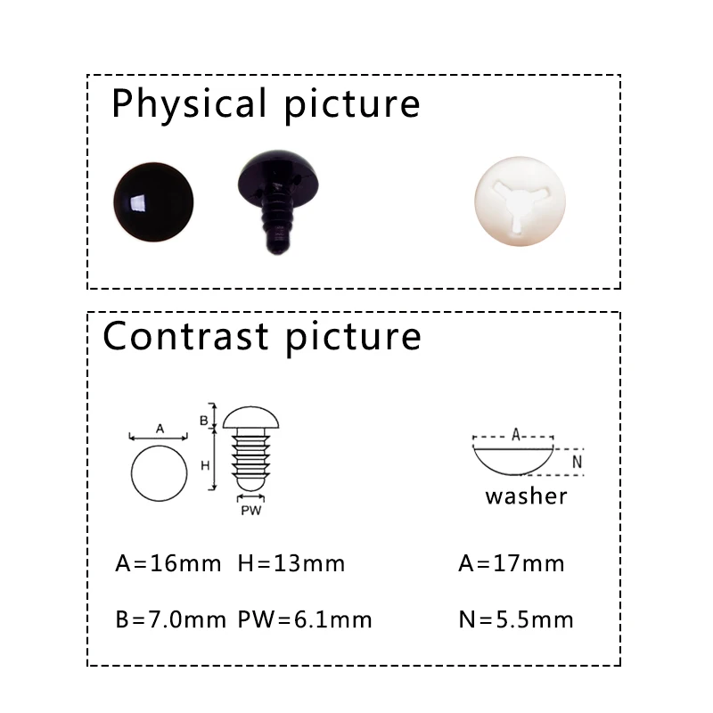 

16mm safety eyes for teddy bear dolls accesoires animal eyes for toys 10pairs