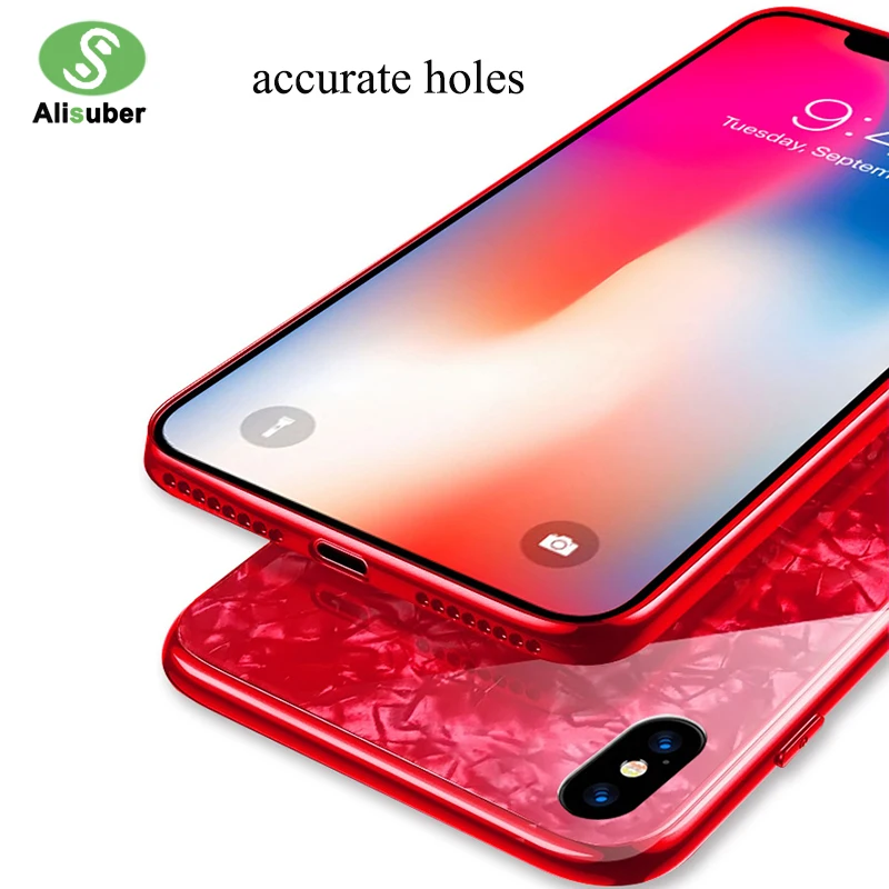 Alisuber Anti-Knock Tempered Glass Phone Cases For iPhone X 8 7 6 6S Plus Soft Edge Marble Stone Pattern Back Cover Case |