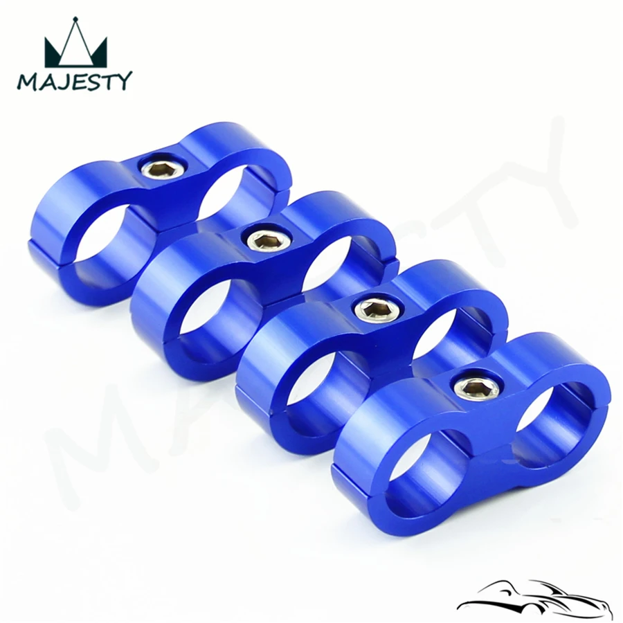 

4pcs AN-8 AN8 16MM Braided Hose Separator Clamp Fitting Adapter Bracket Blue