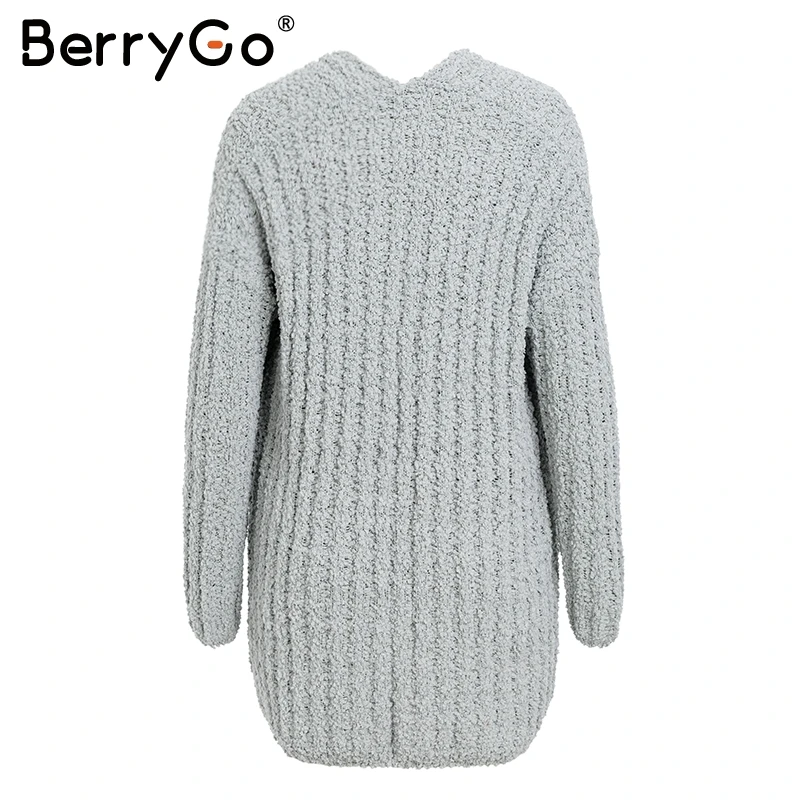 Женский вязаный свитер BerryGo длинный Свитер оверсайз 2018| |
