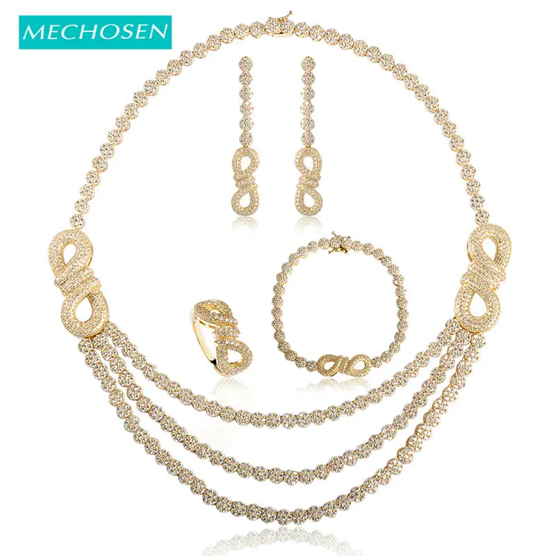 Женские Ювелирные наборы с цирконием MECHOSEN ожерелье в форме цифры 8 серьги браслет