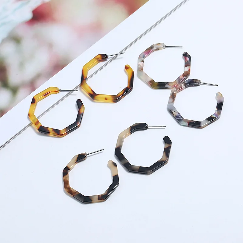 Bohemian Geometric Statement Hoop Earrings Fashion Jewelry Round Circel Leopard Printed Acrylic Drop for Women Female | Украшения и