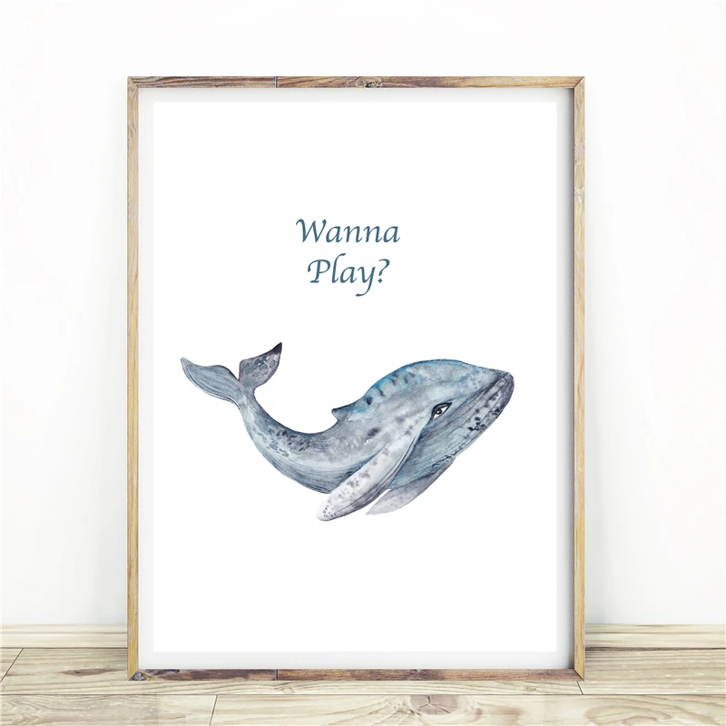 Humpback КИТ минималистское полотно с масляной печатью плакат настенная