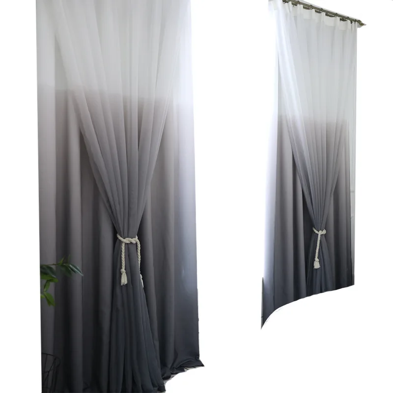 Простая Современная градиентная серая печать с полным затенением занавесок для