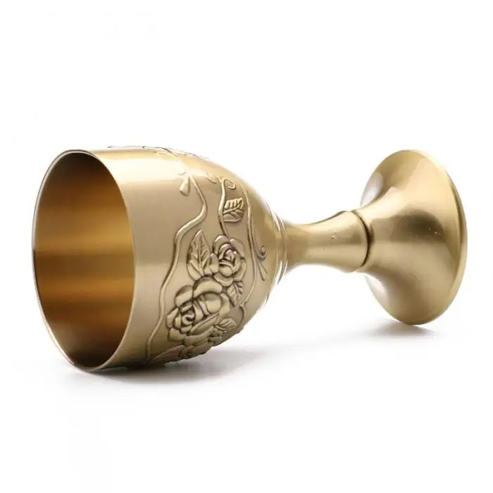 Средиземноморское море роскошные металлические винные кружки Винтаж Ручная работа Чистая медь гравировка цветочный узор бокал для вина посуда для напитков