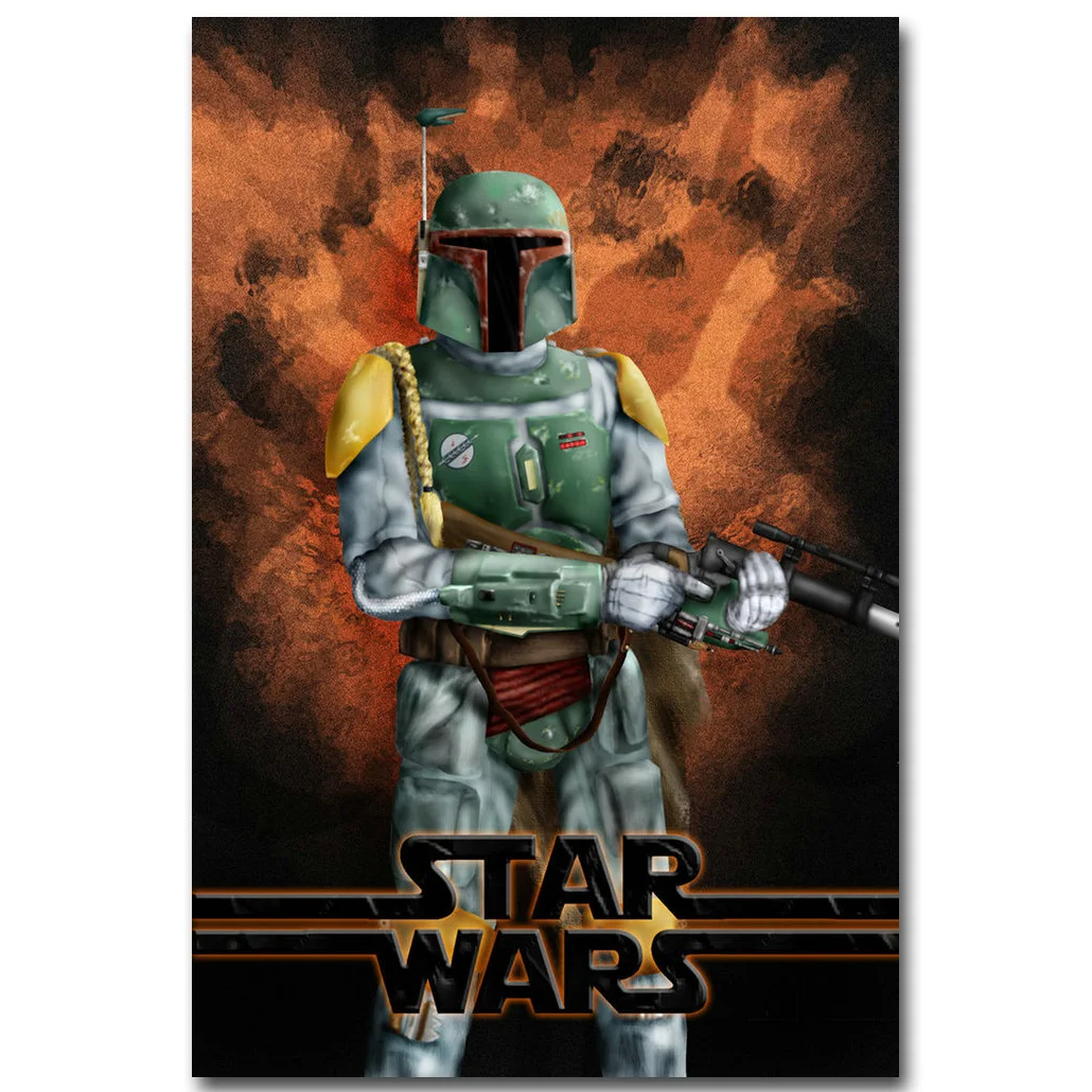 Плакат Boba Fett - Star Wars 7 художественный постер из шелковой ткани с принтом