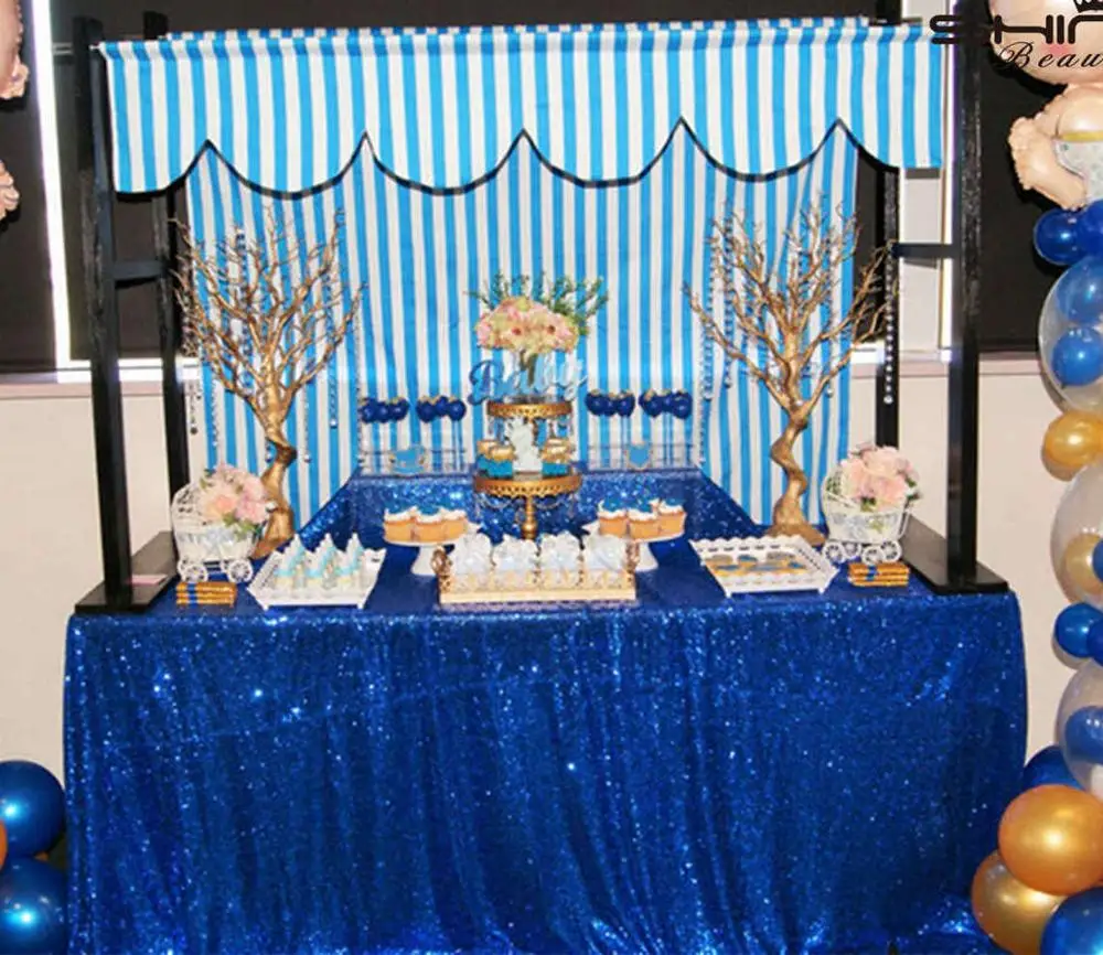 Royal Blue Color Серебряная скатерть с блестками 72x72in, серебряная Свадебная скатерть с серебряным блеском, скатерть/накладки для рождественской свадьбы/вечерние/Deco-y - Цвет: Royal Blue Color
