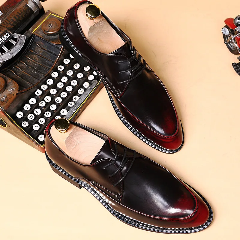 The British men's business dress shoes tip scalp hair stylist leather retro trend of Korean wedding | Обувь
