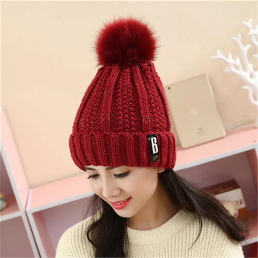 Новый популярный логотип B письмо маркировка с бархат теплой зимы шляпу