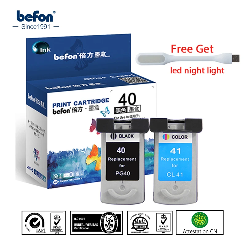 Befon Восстановленный 40 41 картридж для замены Canon PG PG40 CL41 чернильный PIXMA IP1180 1880 1980