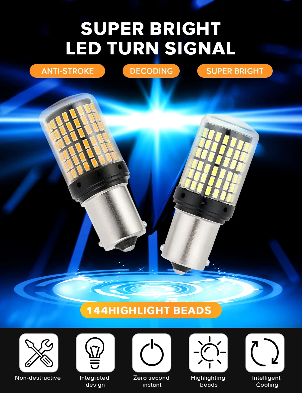 p21w 1 шт светодиодный лампы 3014 144smd CanBus 1156 BA15S BAU15S P21W светодиодный поворотник лампочка ошибок нет Hyper Flash ВОГ Свет p21w