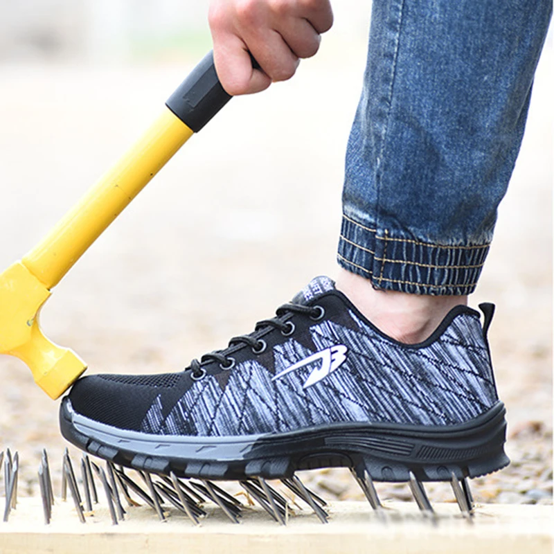 

Men Steel Toe Safety Shoes For Work Boots Sneakers Designer Insurance Puncture Proof Labor Breathable Casual Shoe Brand Designer
