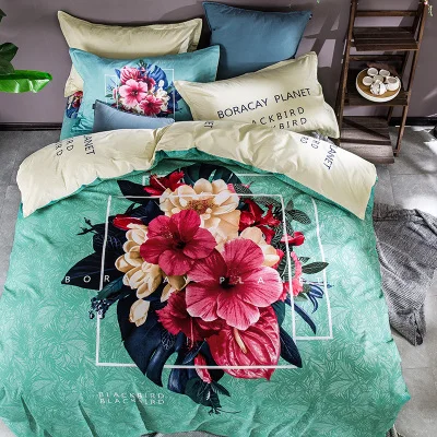 

New Cotton Beauty Printed Garden Duvet Cover Set 4pcs&3Pcs set bed single double adult bedding Set princess FG625-4