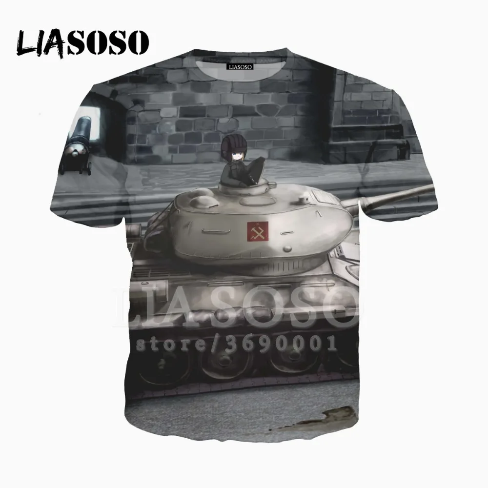 LIASOSO 3D принт для женщин и мужчин аниме девушки панзер косплей футболка Летняя