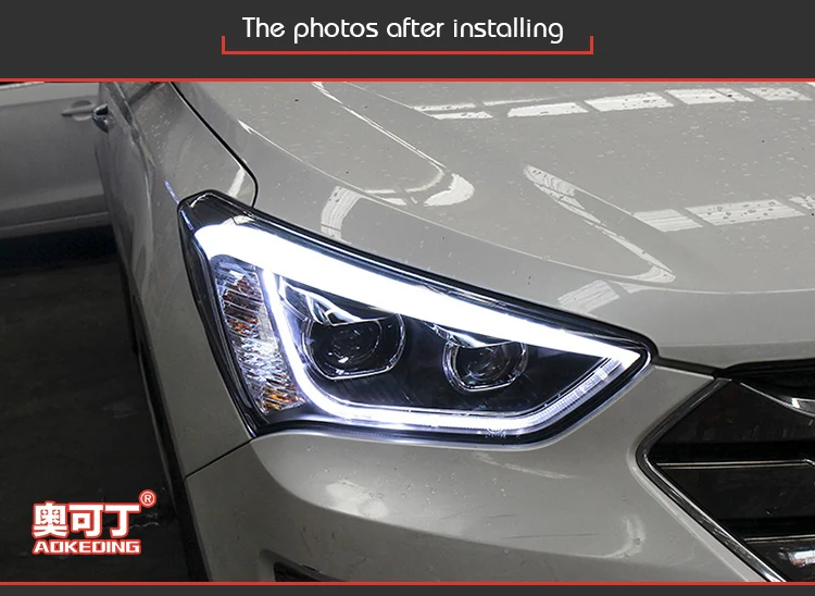 АКД автомобилей Стайлинг фар для hyundai ix45 Santa fe Santafe 2013 фары светодиодные ходовые огни Би-ксенона луча противотуманных фар ангельские глазки