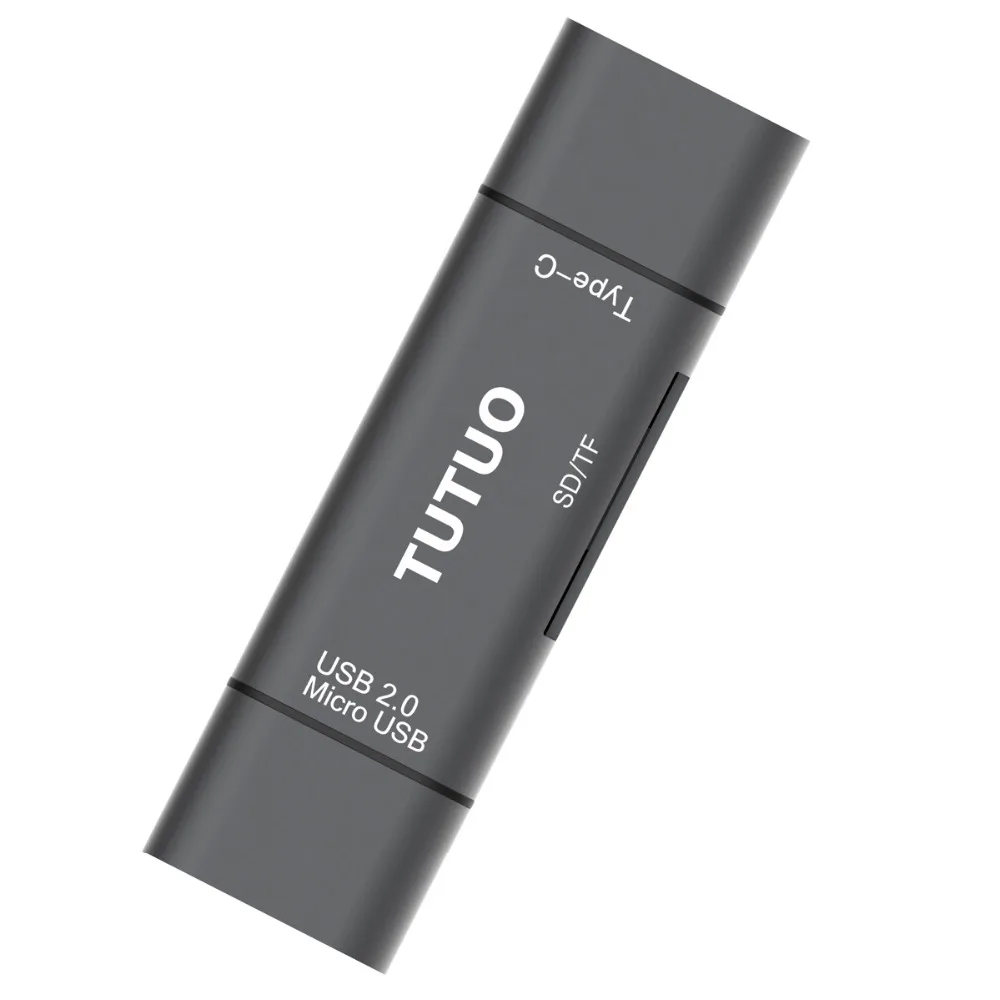 Адаптер TUTUO 5 в 1 Type C и Micro USB адаптер OTG алюминиевый картридер SD/TF для