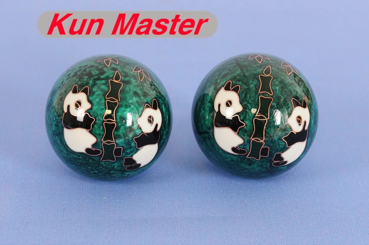 Panda Pattern Chinese Cloisonne Exercise Stress Ball Wrist Baoding Health Therapy Hand Massage Ball|balls health|ball ballball stress |