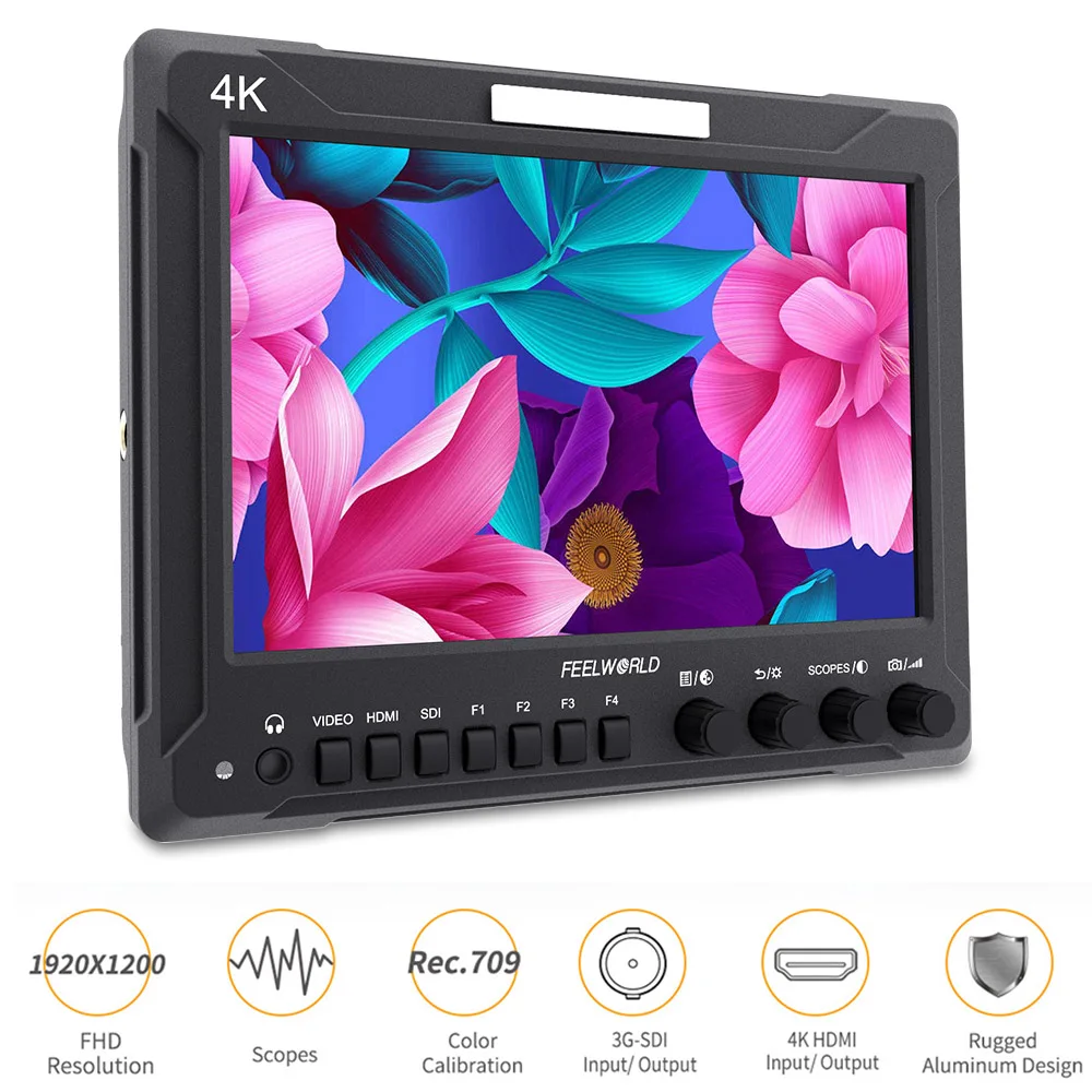 Feelworld Z72 7 дюймов Pro широковещательный монитор 3g SDI 4 к HDMI DSLR видео поле мониторы Full HD
