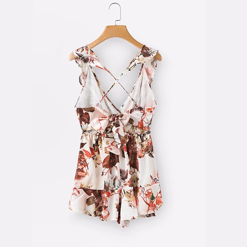 Комбинезон Для женщин комбинезон Timechee Boho Стиль Свободные шифона с принтом спинки