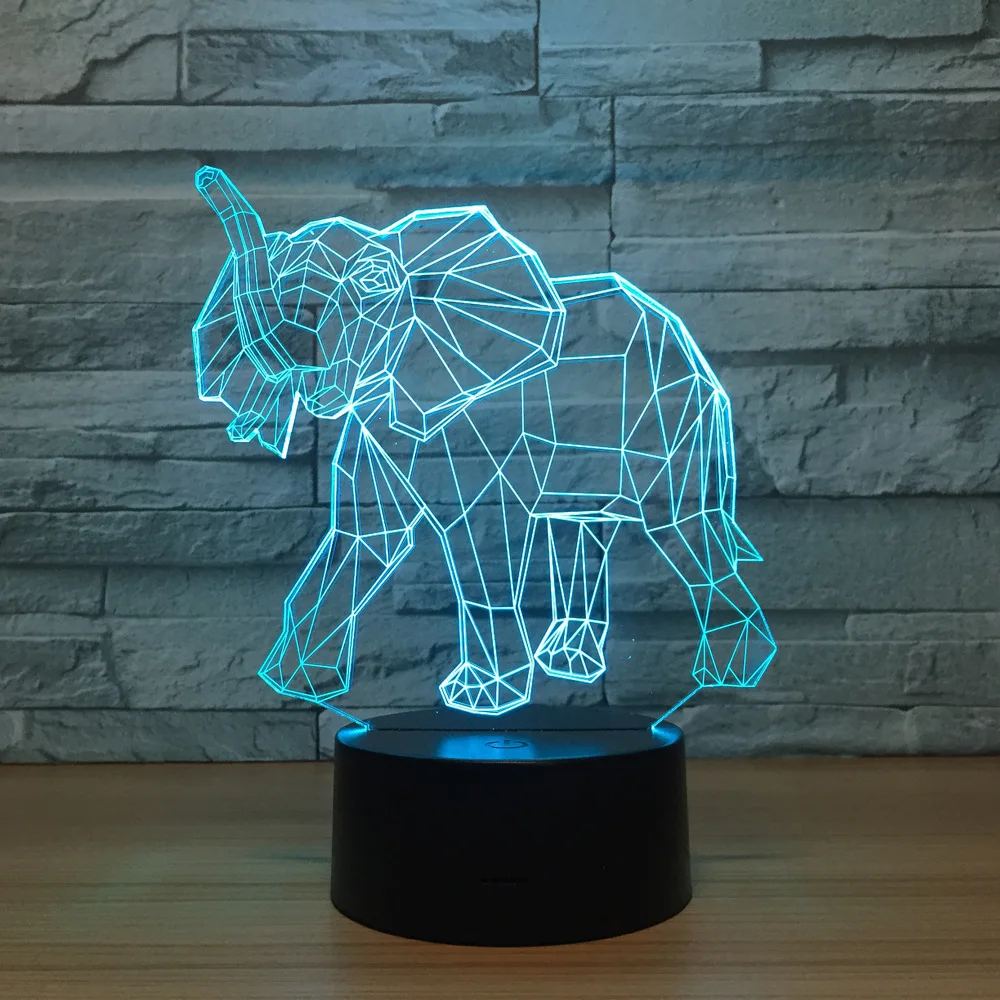 Оптовая Продажа Маленький слон 3d ночник цветной пульт дистанционного управления