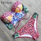 Бикини пуш-ап на косточках с завязками, в бразильском стиле