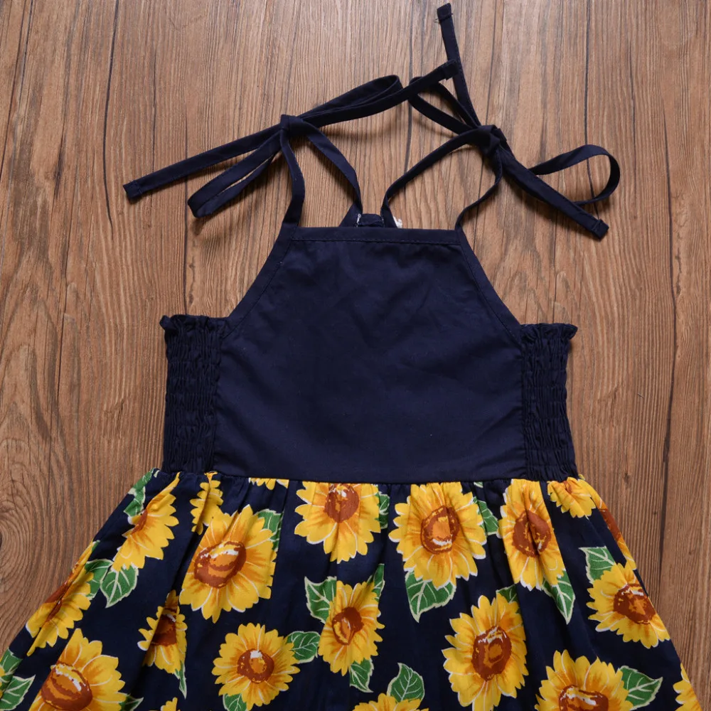 Забавное платье принцессы с принтом в виде цветов подсолнуха для маленьких