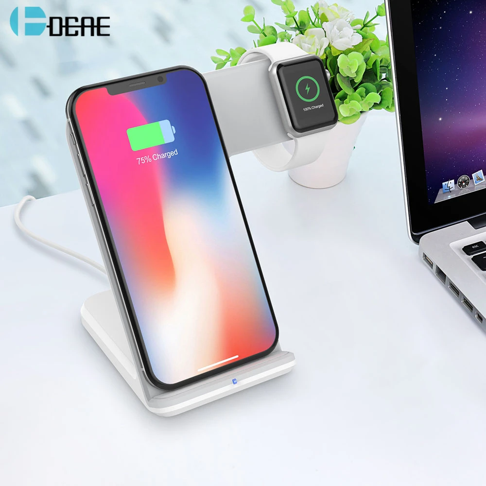 Беспроводное зарядное устройство DCAE Qi для Apple Watch 6 5 4 iWatch iPhone 12 11 Pro XS XR X 8 Samsung S20 S10 S9