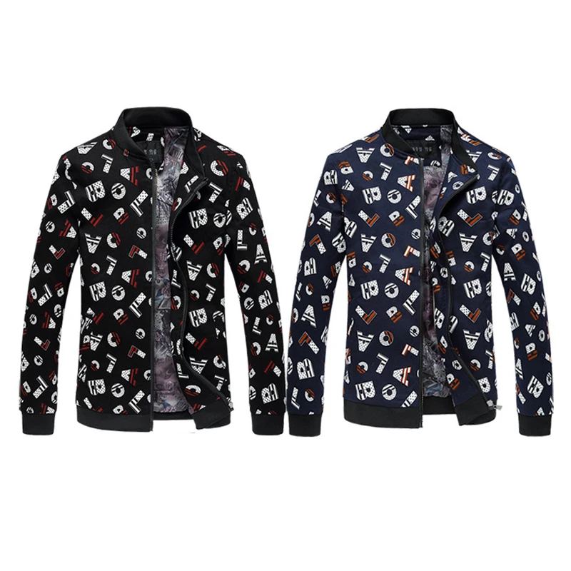 Мужская куртка с принтом букв весенне осенняя приталенная большого размера M 6XL