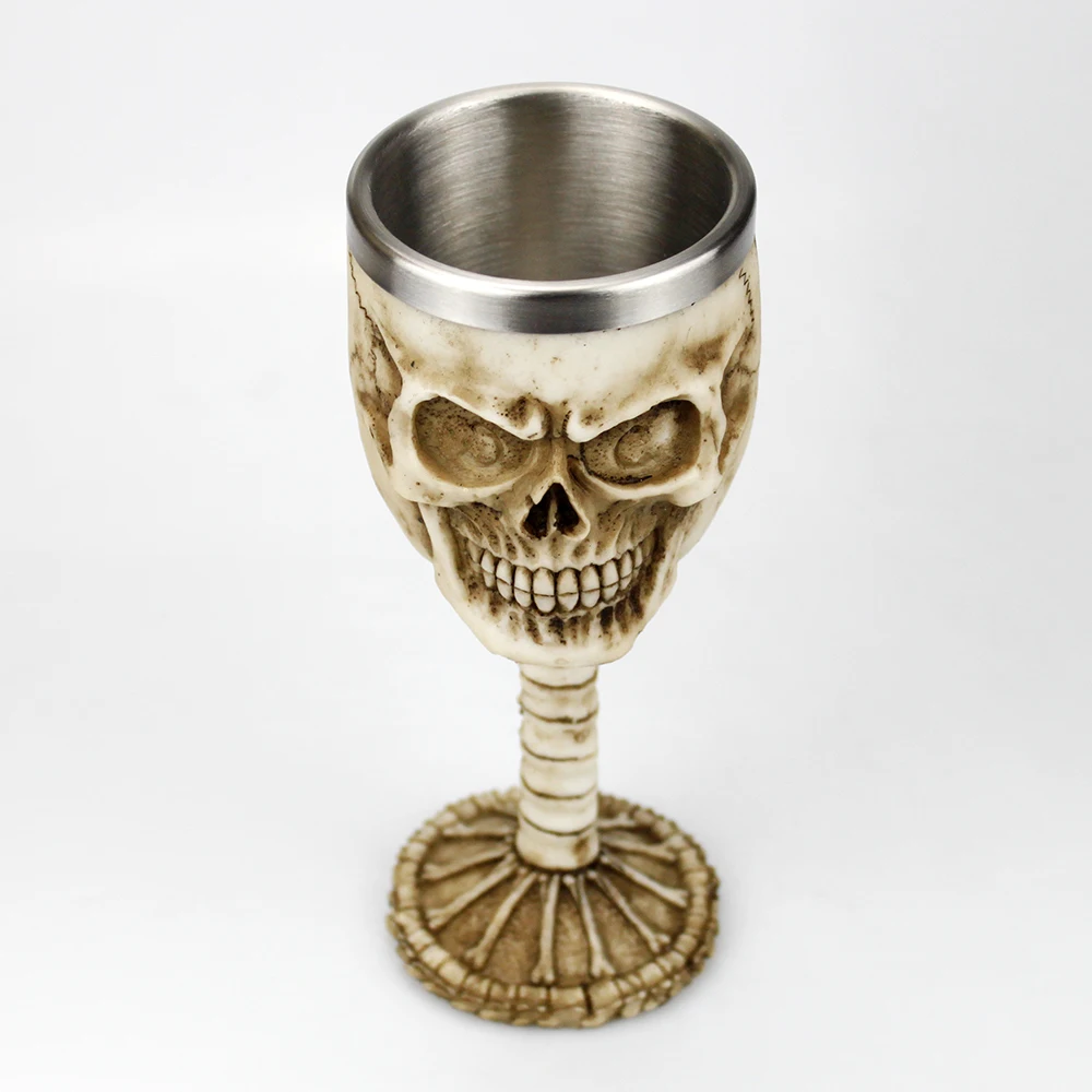 Винный бокал с 3d черепом и двойным слоем из нержавеющей стали смолы Готическая