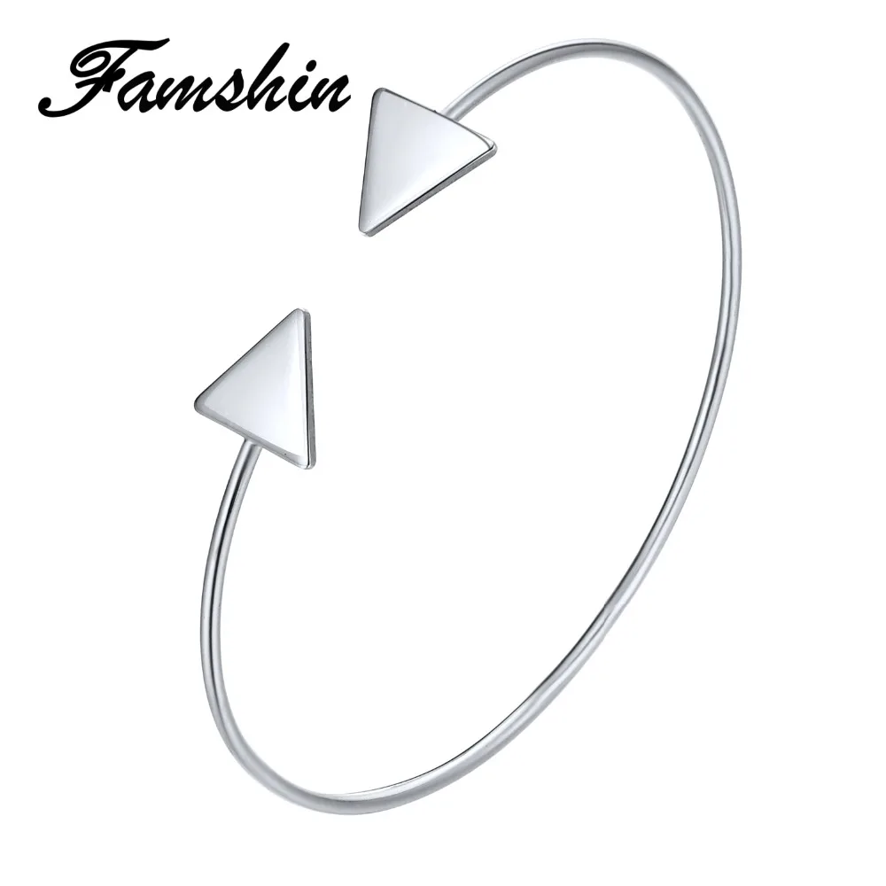 FAMSHIN 3 цвета панк браслеты со стрелками и Модные Золотые открытые панковские для