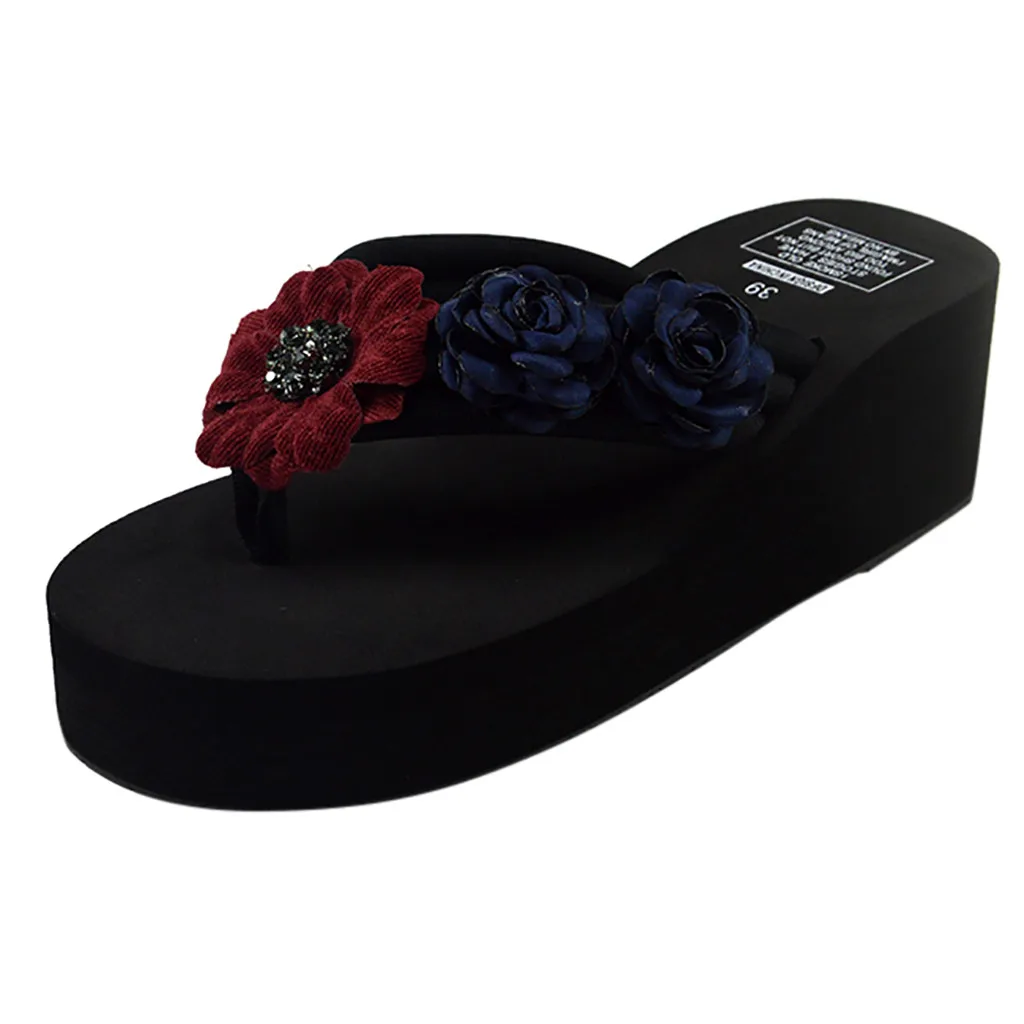 SAGACE/женские богемные вьетнамки на толстой подошве с цветочным принтом Модные